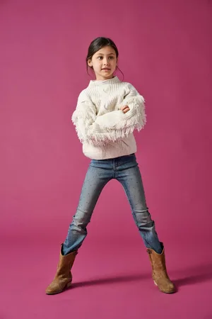 ONLY Girls Cable Knit High Neck Jumper