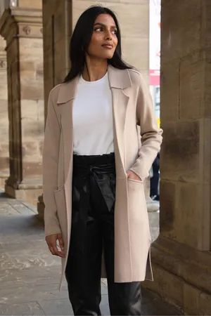 Threadbare Womens Cream Tailored Coatigan