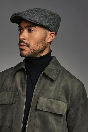 Next Mens Check Wool Blend Flat Cap