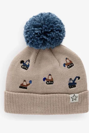 Next Boys Neutral Vehicle Embroidered Character Pom Hat (3mths-10yrs)