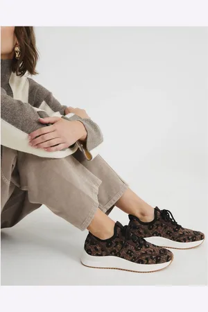 River Island Brown Leopard Print Knit Runner Trainers AU 7 (EU 38)