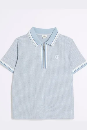 River Island Boys Boys Textured Tipped 100% Cotton Polo Shirt