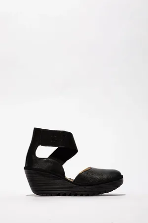 Fly London Yolg Touch and Close fastening Ankle Strap Wedge Shoes AU 10 (EU 41)