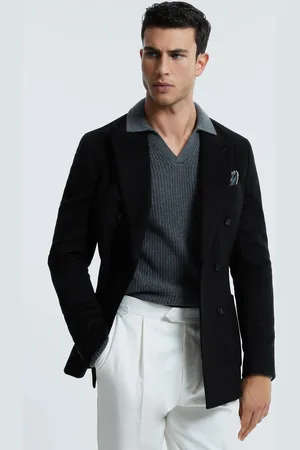 Reiss Mens Navy Brook Atelier Cashmere Modern Fit Double Breasted Blazer