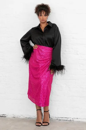 Lovedrobe Womens Functional Wrap Sequin Midi Skirt