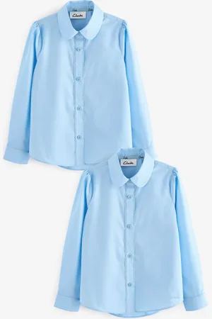 Clarks Girls Long Sleeve Girls School Shirts 2 Pack