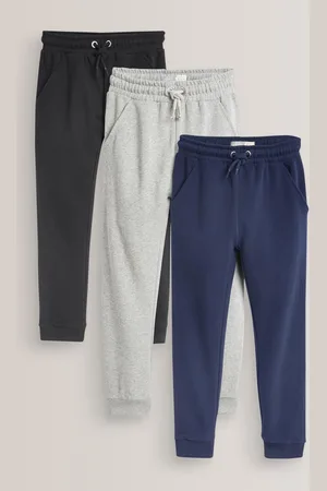 Next Girls Navy Blue/Grey/ 3 Pack Soft Jersey Regular Fit Joggers (3-16yrs)