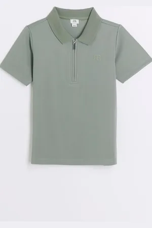 River Island Boys Boys Smart Twill Zip 100% Cotton Polo Shirt