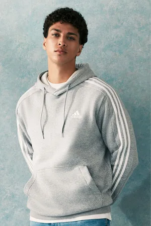 adidas Mens Light Essentials Fleece 3-Stripes 100% Cotton Hoodie