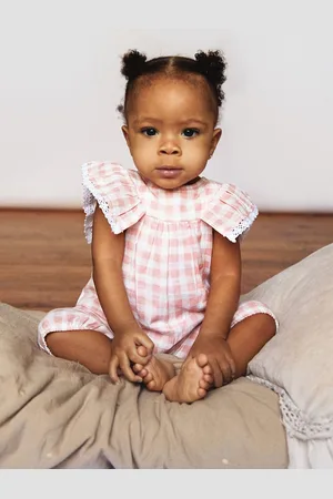 The Little Tailor Girls Baby Muslin 100% Cotton Playsuit