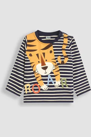 JoJo Maman Bébé Boys Navy Tiger Appliqué Top