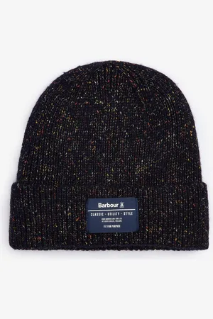 Barbour Mens Navy Speckled Eston Fleece Lined Beanie Hat