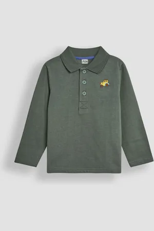 JoJo Maman Bébé Boys Khaki Tractor Polo Shirt