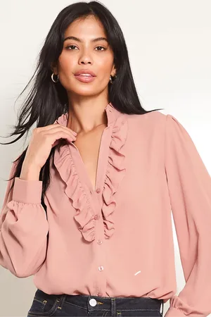 Lipsy London Womens Ruffle Placket V Neck Blouse