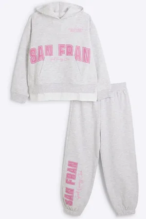 River Island Girls Girls Lounge 100% Cotton Hoodie and Joggers Set