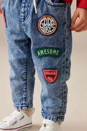 Next Boys Denim Pull On Badged 100% Cotton Jeans (3mths-7yrs)