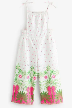 River Island Cream Girls Tropical Palm Jumpsuit 5