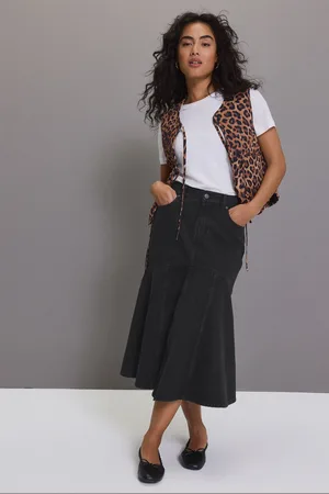 Next 100% Cotton Denim Fishtail Midi Skirt AU 10