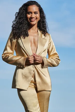 Sosandar Womens Metallic Luxe Blazer