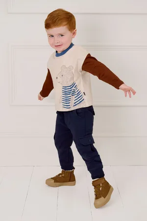 JoJo Maman Bébé Boys Bear Colour Block Printed Top