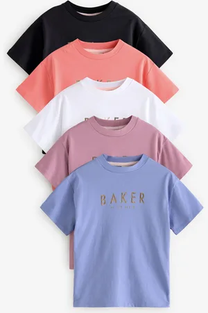 Ted Baker Girls Pink/ 100% Cotton T-Shirts 5 Pack