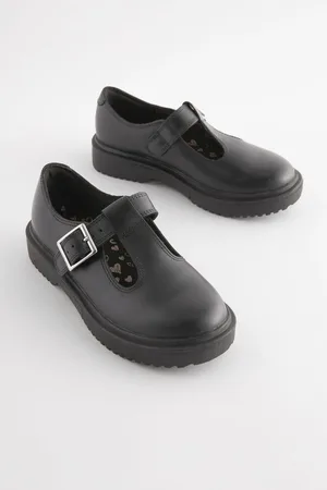 Next Girls Matt Leather T-Bar Chunky School Shoes