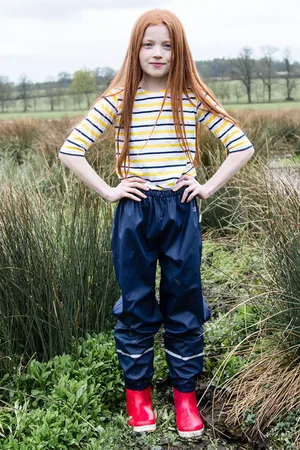 Muddy Puddles Boys Navy Rainy Day Waterproof Over Trousers