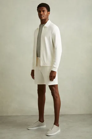 Reiss Mens Off Amarillo Textured Drawstring Shorts