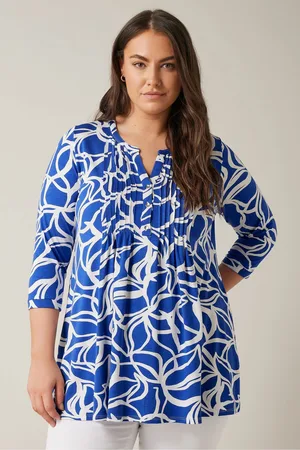 Evans Womens Curve Abstract Print Pintuck Blouse