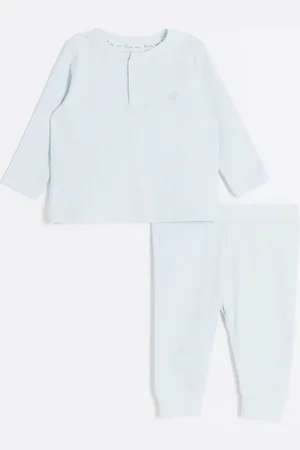 River Island Boys Baby Boys Grandad Rib 100% Cotton Top and Leggings Set