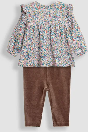 JoJo Maman Bébé Girls Homestead Friends Floral Tunic and Leggings Set