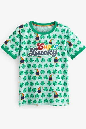 Little Bird Boys Short Sleeve Raglan Super Lucky 100% Cotton T-Shirt