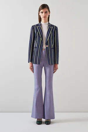 LK Bennett Womens Mya Striped Linen-Lenzing EcoVero Viscose Blend Jacket