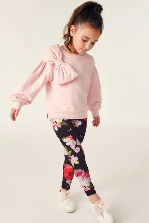 Ted Baker Girls Bow 100% Cotton Sweater and Floral Leggings Set