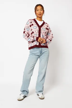 Skinnydip Womens Quilted Cherry & Bow Cardigan