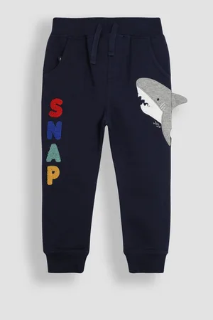 JoJo Maman Bébé Boys Navy Shark Appliqué Pet in Pocket Joggers