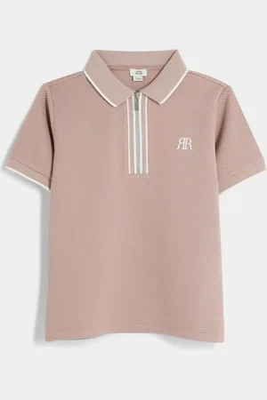River Island Boys Boys Textured Tipped 100% Cotton Polo Shirt