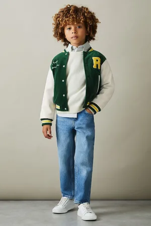 Reiss Boys Forest Ward 3-9 yrs Hybrid Cord-Faux Leather Varsity Bomber Jacket