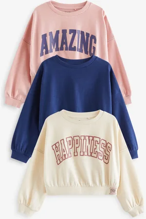 Next Girls /Blue Varsity Graphic 100% Cotton Sweatshirts 3 Pack (3-16yrs)