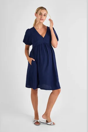 JoJo Maman Bébé Puff Sleeve Seersucker Maternity Mini Dress M