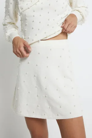 River Island Womens Pearl Detail Flippy Mini Skirt