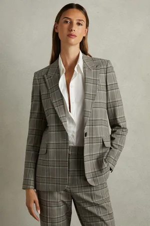 Reiss Womens Check Tamy Checked Slim Fit Suit Blazer