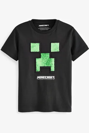 Minecraft Boys /Green 100% Cotton Flippy Sequin T-Shirt (3-16yrs)