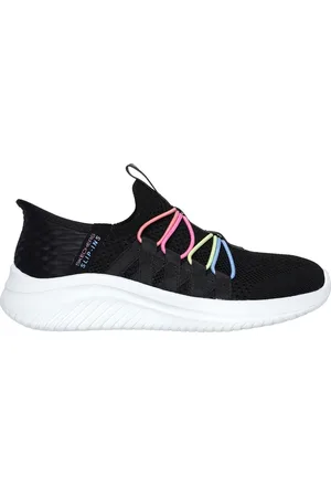 Skechers Girls Green/Grey Ultra Flex 3.0 Bungee Fun Slip In Trainers