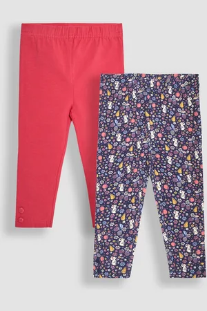 JoJo Maman Bébé Girls Raspberry Mouse & Fruit Floral 2-Pack Autumn Ditsy Floral Leggings