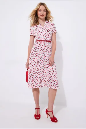 Joe Browns Petite Cherry Print Tie Waist Midi Dress AU 16 Petite