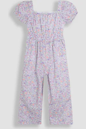 JoJo Maman Bébé Lilac Purple Ditsy Floral Print Puff Sleeve Jumpsuit 6