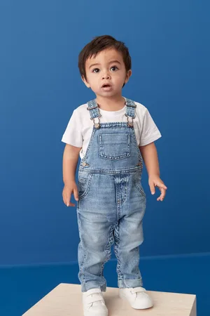 Next Boys Light 100% Cotton Denim Dungarees (3mths-7yrs)