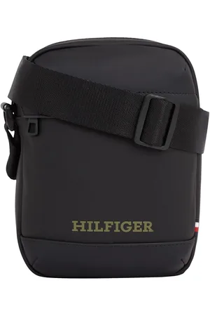 Tommy Hilfiger Mens Black Monotype PU Mini Reporter Bag