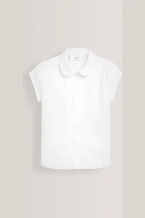 Next Girls Slim Fit Puff Sleeve Lace Trim School Blouse (3-14yrs)